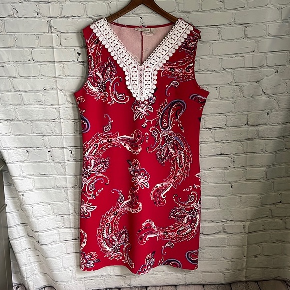 Dana Buchman Dresses & Skirts - Dana Buchman Red & White Paisley Sleeveless Dress Size L